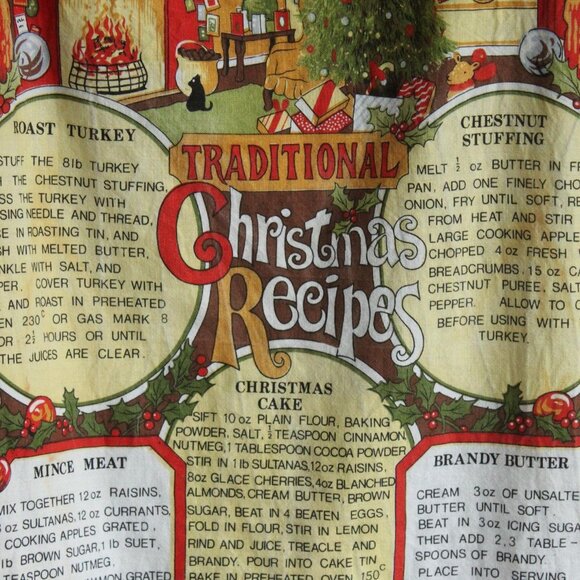 Vintage Holiday Towel, Vista Christmas Recipes Cotton Tea Towel, Made in Britain - Picture 3 of 15